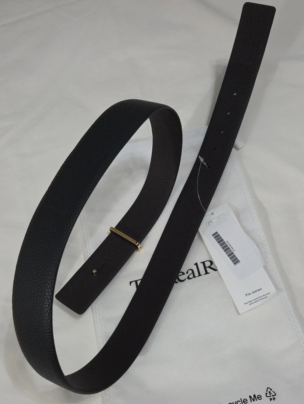 Tom Ford Black Leather Belt Gold T Accent Buckle